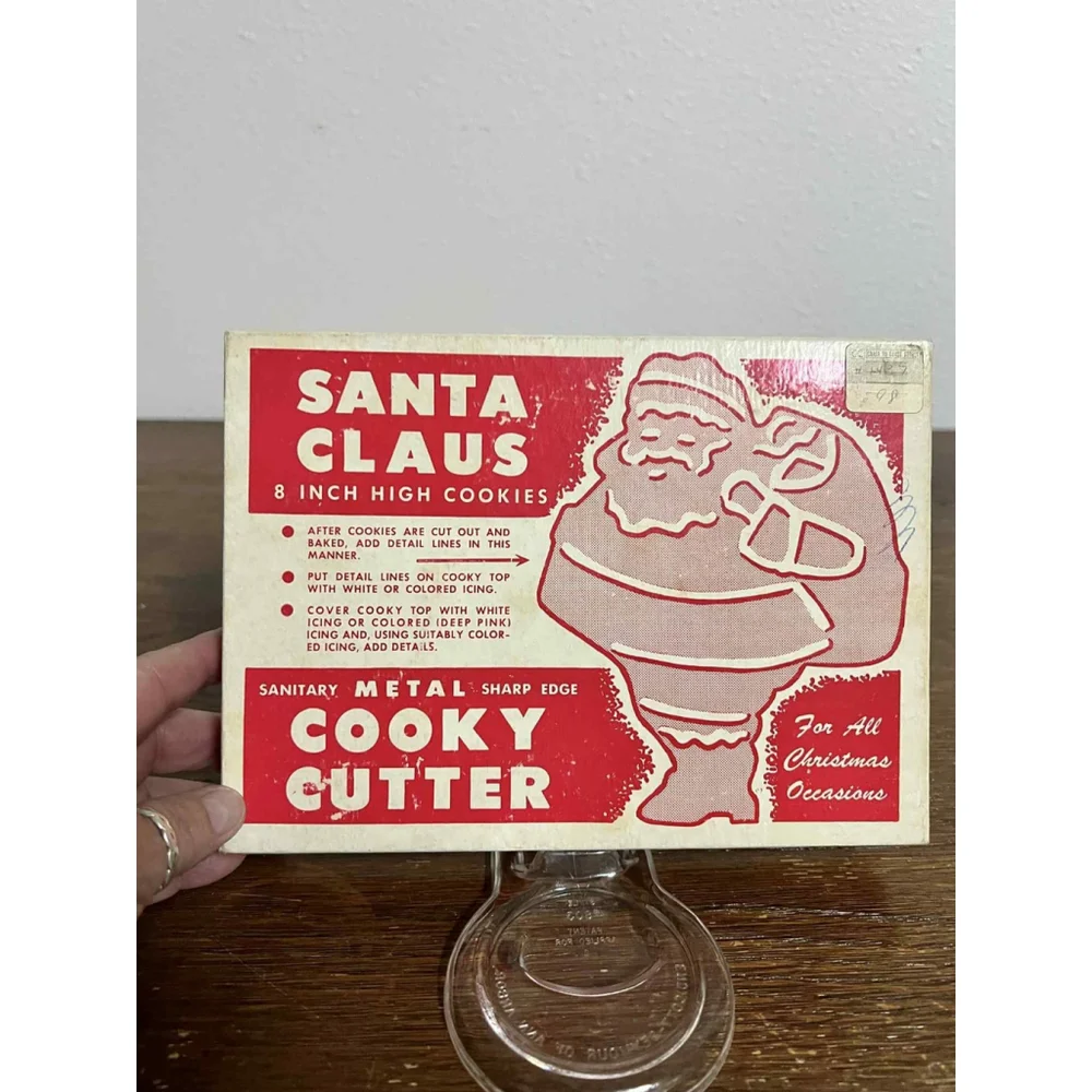 Vintage Santa Claus Metal Cookie Cutter Box Cooky 1950s Christmas Kitchen COA 8